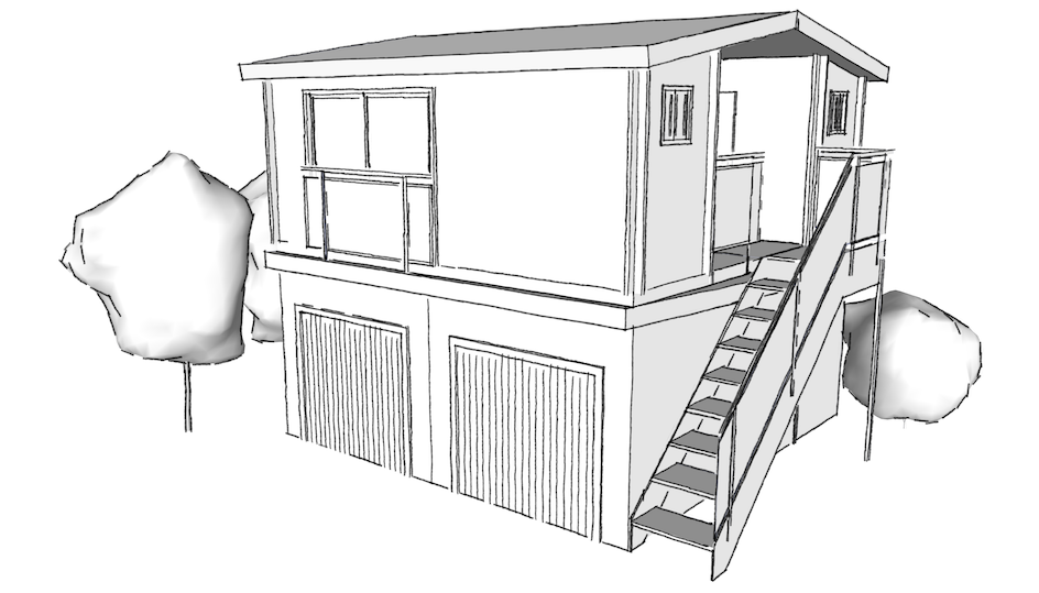 Bebauung einer Garage mit einem Tiny House